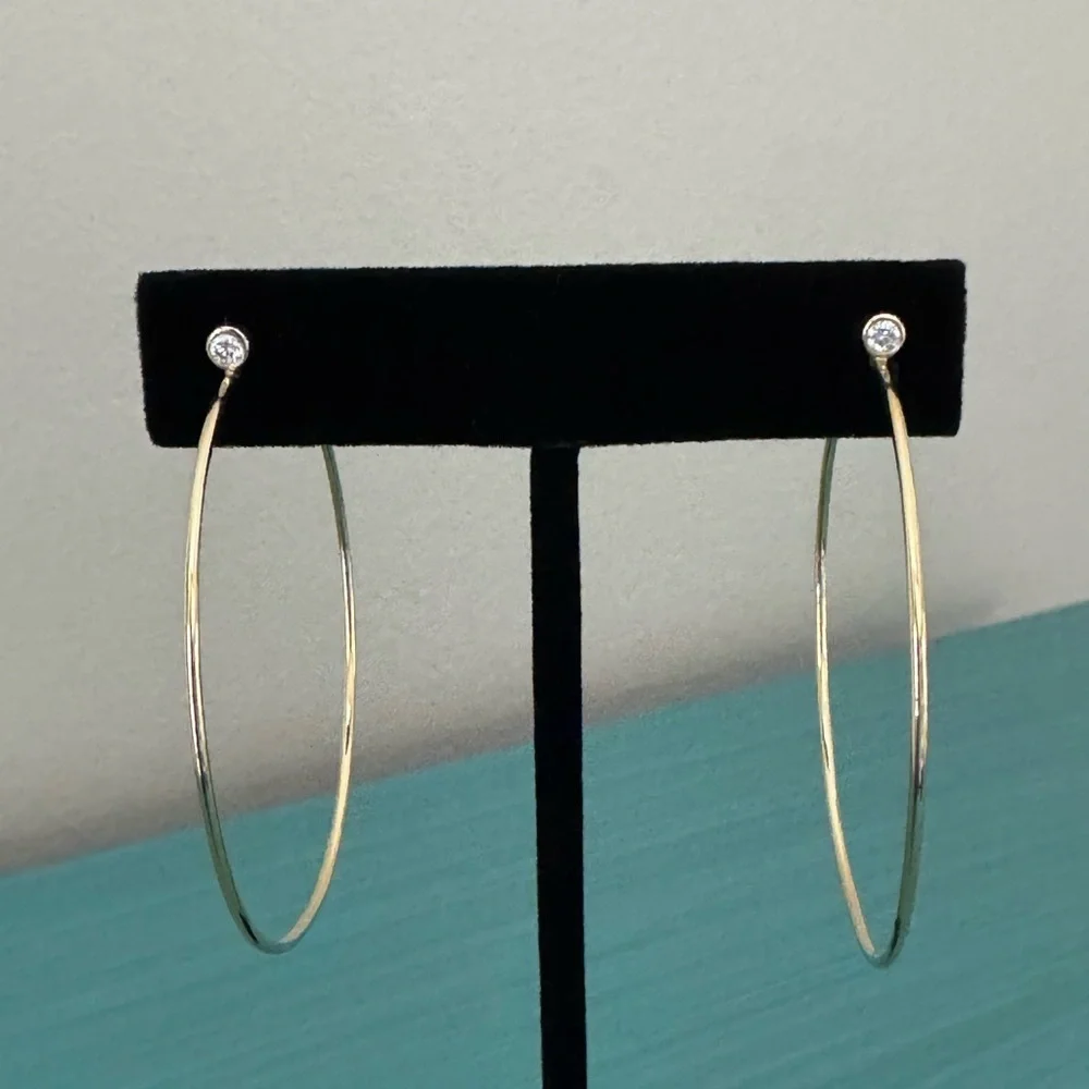 14k Gold and Diamond Hoops